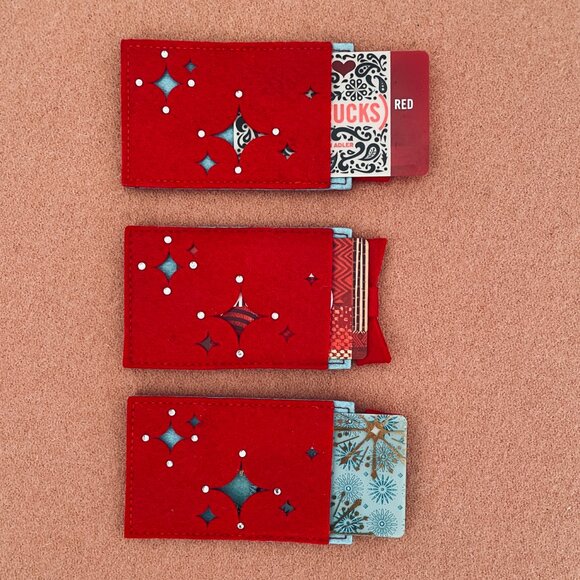 STARBUCKS RARE EMBELLISHED CUT OUT FELT GIFT CARD HOLDERS - SET OF 3 - NEW! - Picture 3 of 12